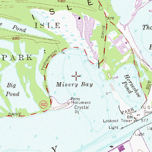 Topographic Map of Misery Bay, PA