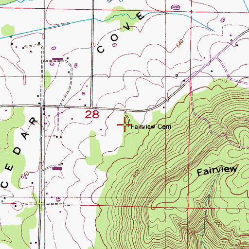 Topographic Map of Fairview Cemetery, AL