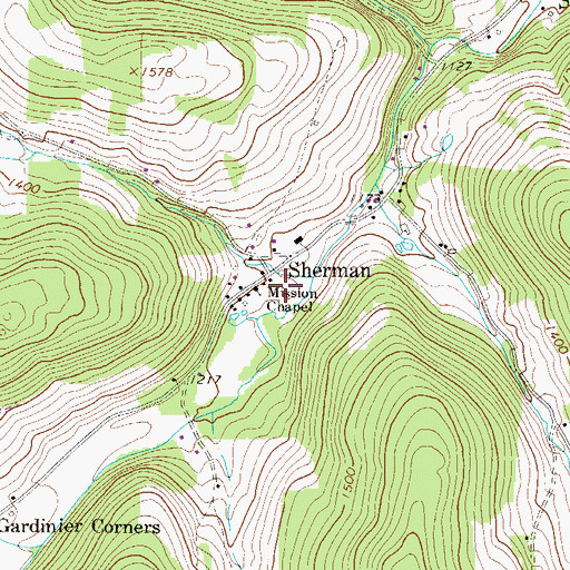 Topographic Map of Mission Chapel, PA