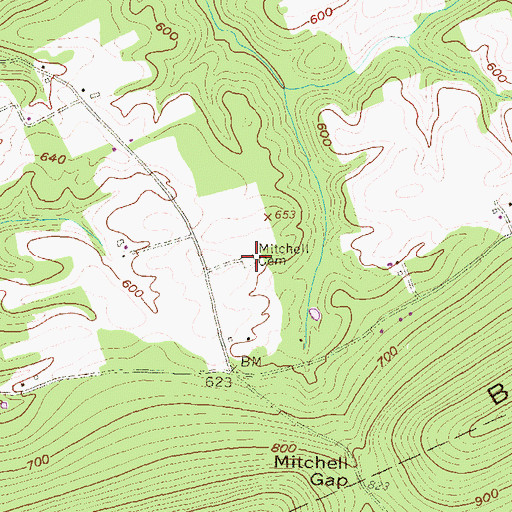 Topographic Map of Mitchell Cemetery, PA