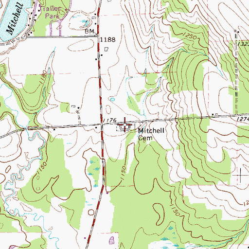 Topographic Map of Mitchell Cemetery, PA