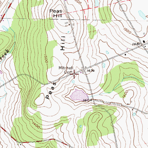 Topographic Map of Mitchell Cemetery, PA