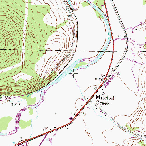 Topographic Map of Mitchell Creek, PA