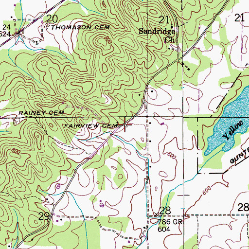 Topographic Map of Fairview Cemetery, AL