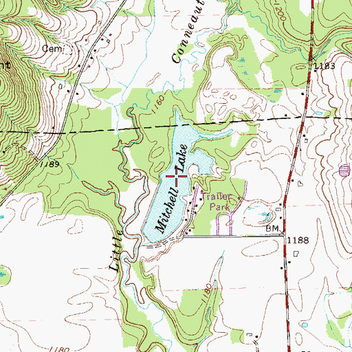 Topographic Map of Mitchell Lake, PA