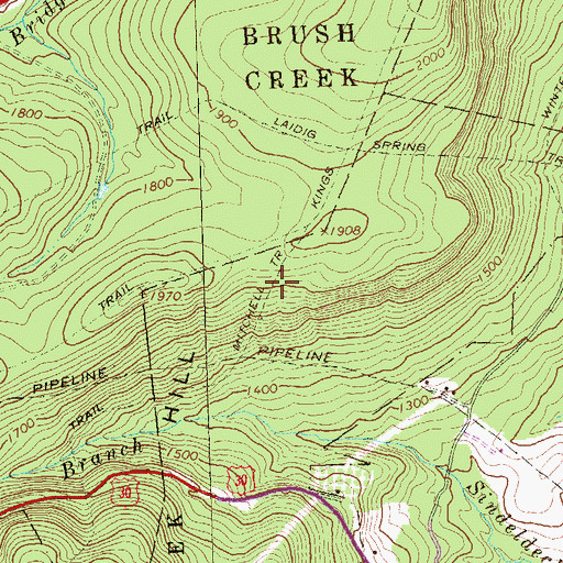 Topographic Map of Mitchell Trail, PA