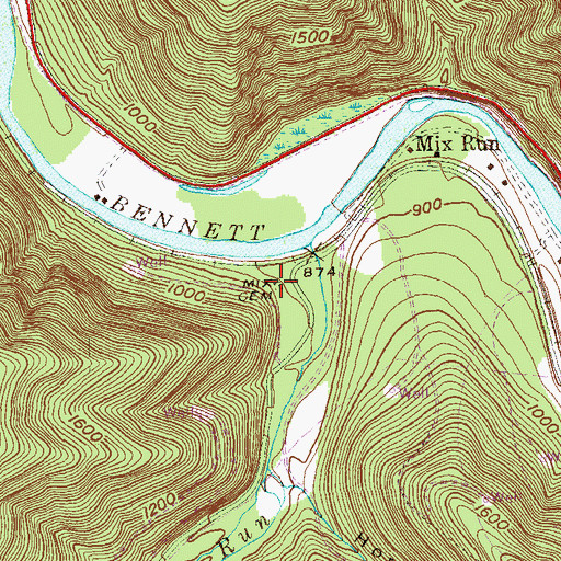 Topographic Map of Mix Cemetery, PA