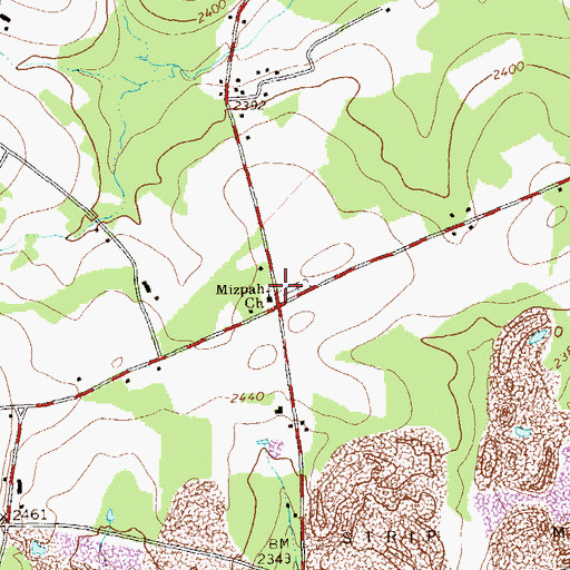 Topographic Map of Mizpah Church, PA