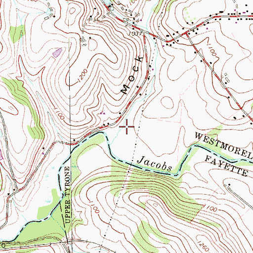 Topographic Map of Mock Hollow, PA