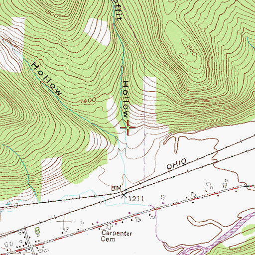 Topographic Map of Moffit Hollow, PA
