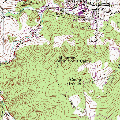 Topographic Map of Mohnton Boy Scout Camp, PA