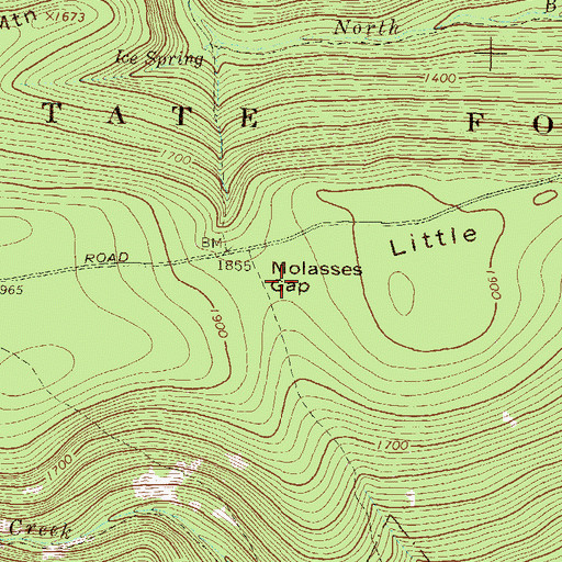 Topographic Map of Molasses Gap, PA
