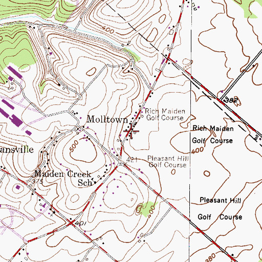 Topographic Map of Molltown, PA