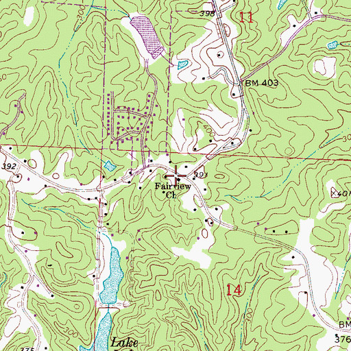 Topographic Map of Fairview Church, AL