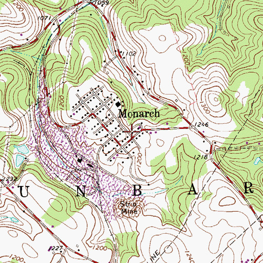 Topographic Map of Monarch, PA