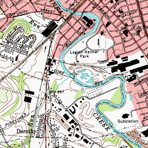 Topographic Map of Monastery Run, PA