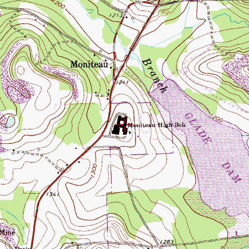Topographic Map of Moniteau High School, PA