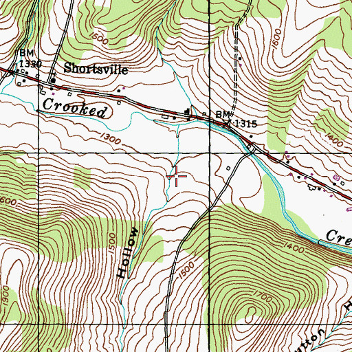 Topographic Map of Monks Hollow, PA
