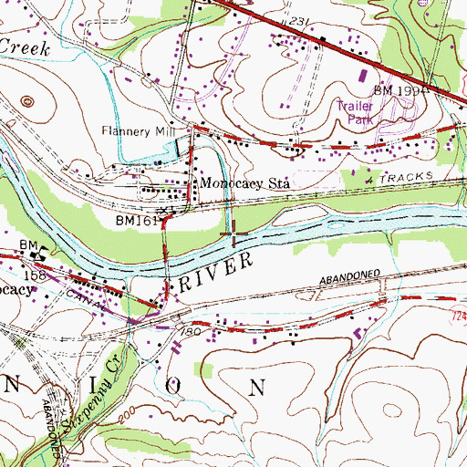 Topographic Map of Monocacy Creek, PA