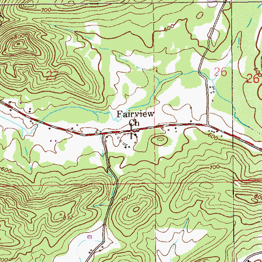 Topographic Map of Fairview Missionary Baptist Church, AL