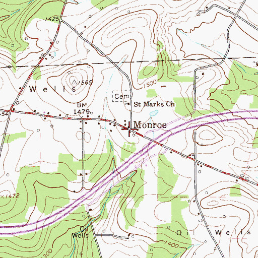 Topographic Map of Monroe, PA
