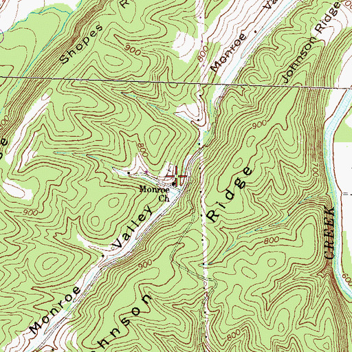 Topographic Map of Monroe Church, PA