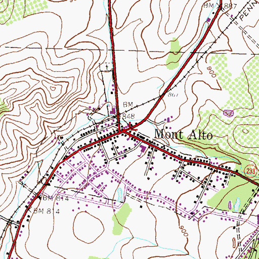 Topographic Map of Mont Alto, PA