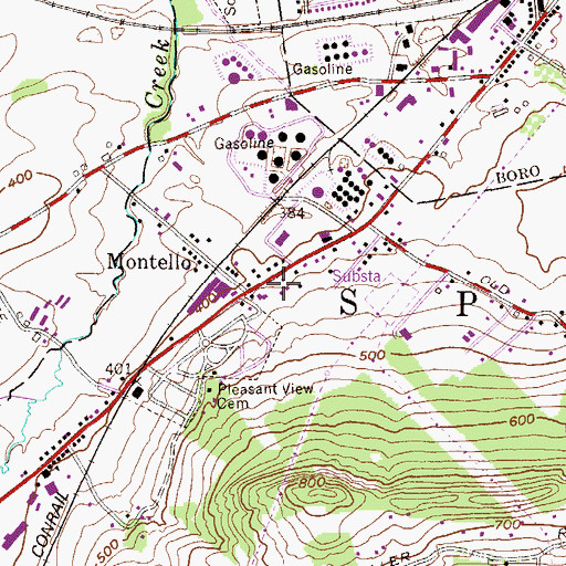 Topographic Map of Montello, PA