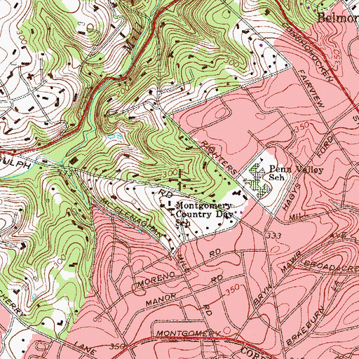 Topographic Map of Montgomery Country Day School, PA