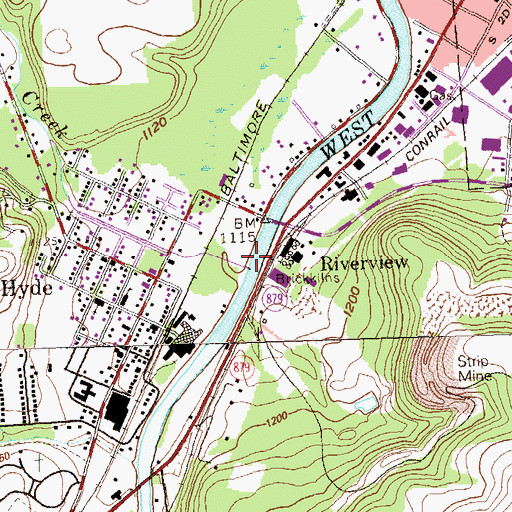 Topographic Map of Montgomery Creek, PA