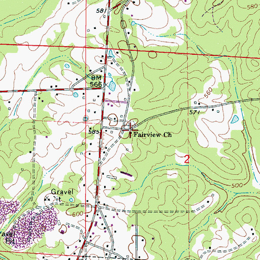 Topographic Map of Fairview United Methodist Church, AL