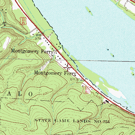 Topographic Map of Montgomery Ferry, PA