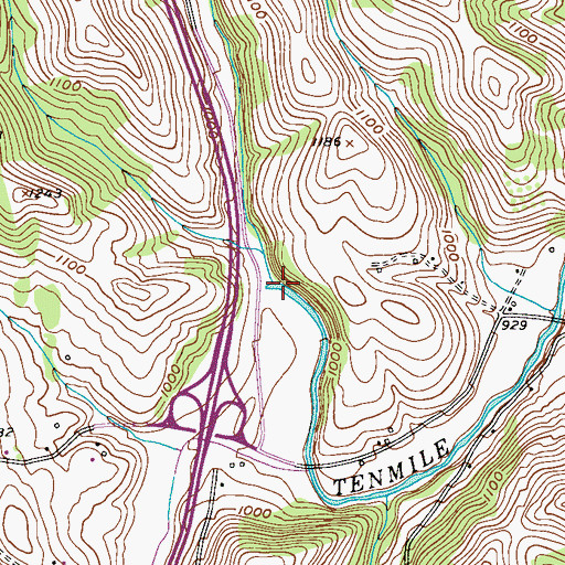 Topographic Map of Montgomery Run, PA