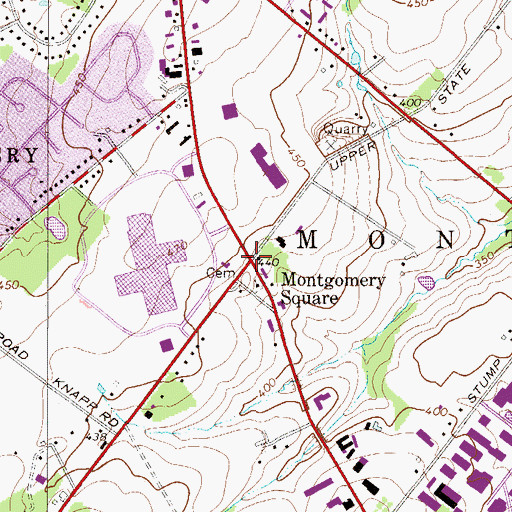 Topographic Map of Montgomery Square, PA