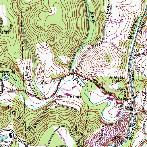 Topographic Map of Montour Run, PA
