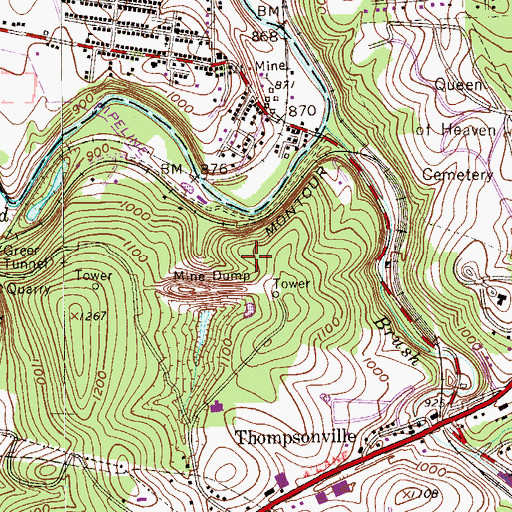 Topographic Map of Montour Tunnel, PA