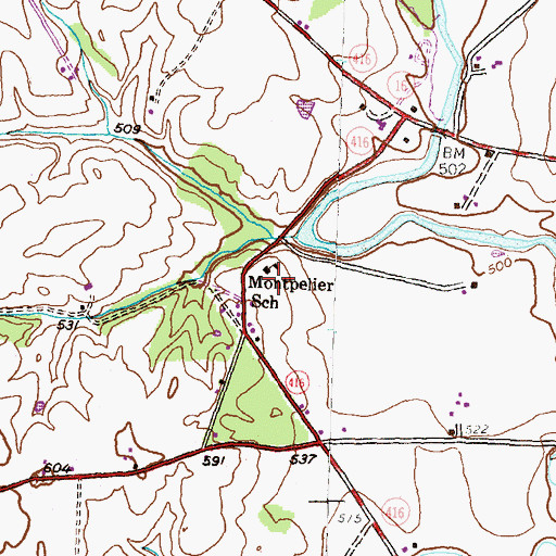 Topographic Map of Montpelier School, PA