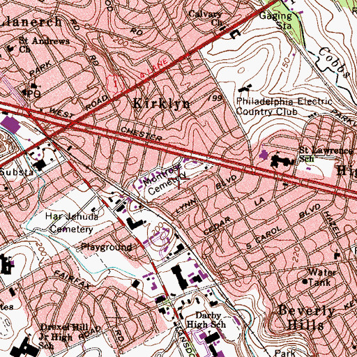 Topographic Map of Montrose Cemetery, PA