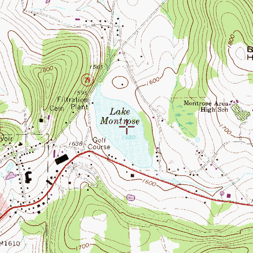 Topographic Map of Lake Montrose, PA