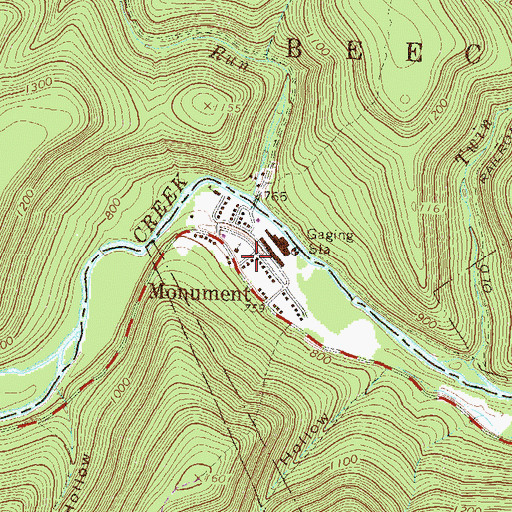 Topographic Map of Monument, PA