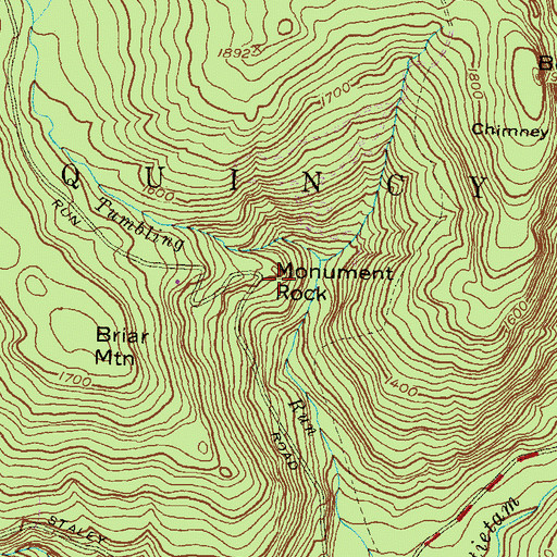 Topographic Map of Monument Rock, PA