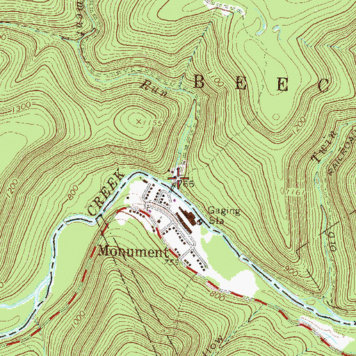 Topographic Map of Monument Run, PA