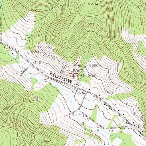 Topographic Map of Moody Hollow Cemetery, PA