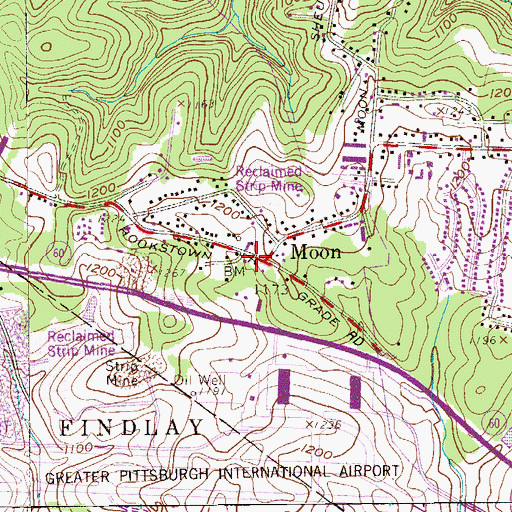 Topographic Map of Moon, PA