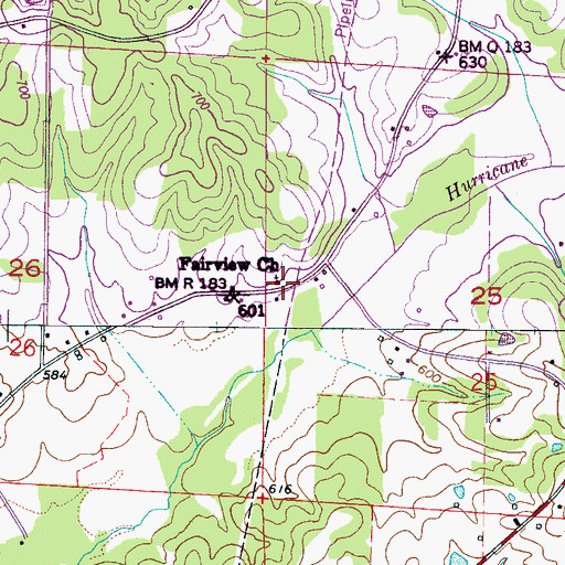 Topographic Map of Fairview Church, AL