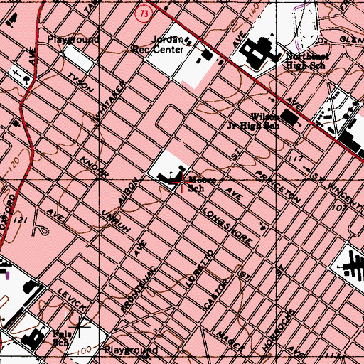 Topographic Map of Moore School, PA