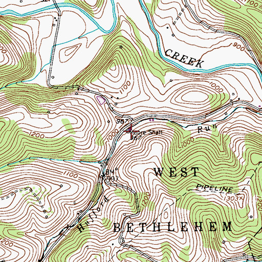 Topographic Map of Moore Shaft, PA