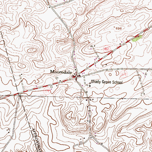 Topographic Map of Mooredale, PA