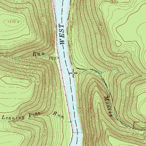 Topographic Map of Moores Run, PA