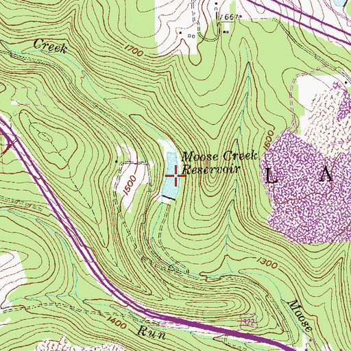 Topographic Map of Moose Creek Reservoir, PA